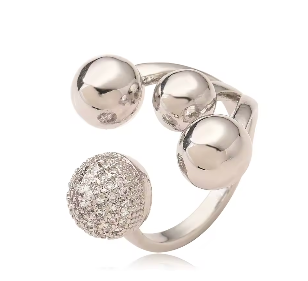 New Fashion Silver & Gold Color Geometric Ball Shape Ring for Women