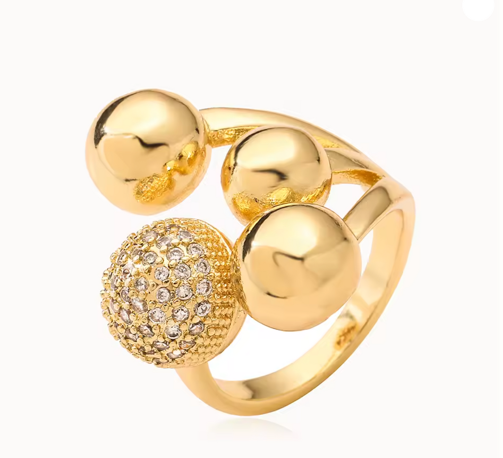 New Fashion Silver & Gold Color Geometric Ball Shape Ring for Women