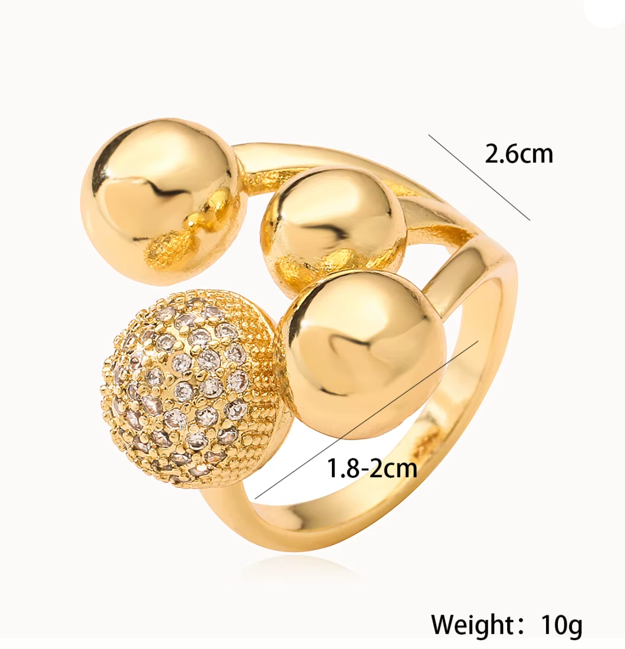 New Fashion Silver & Gold Color Geometric Ball Shape Ring for Women