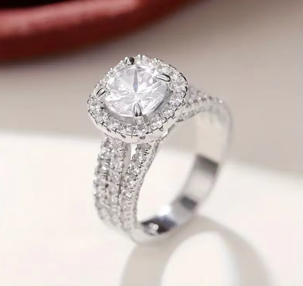 Luxury 925 Sterling Silver Square Moissanite Ring