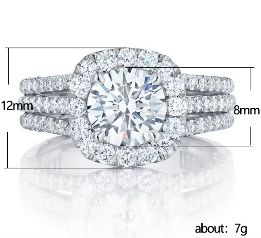 Luxury 925 Sterling Silver Square Moissanite Ring
