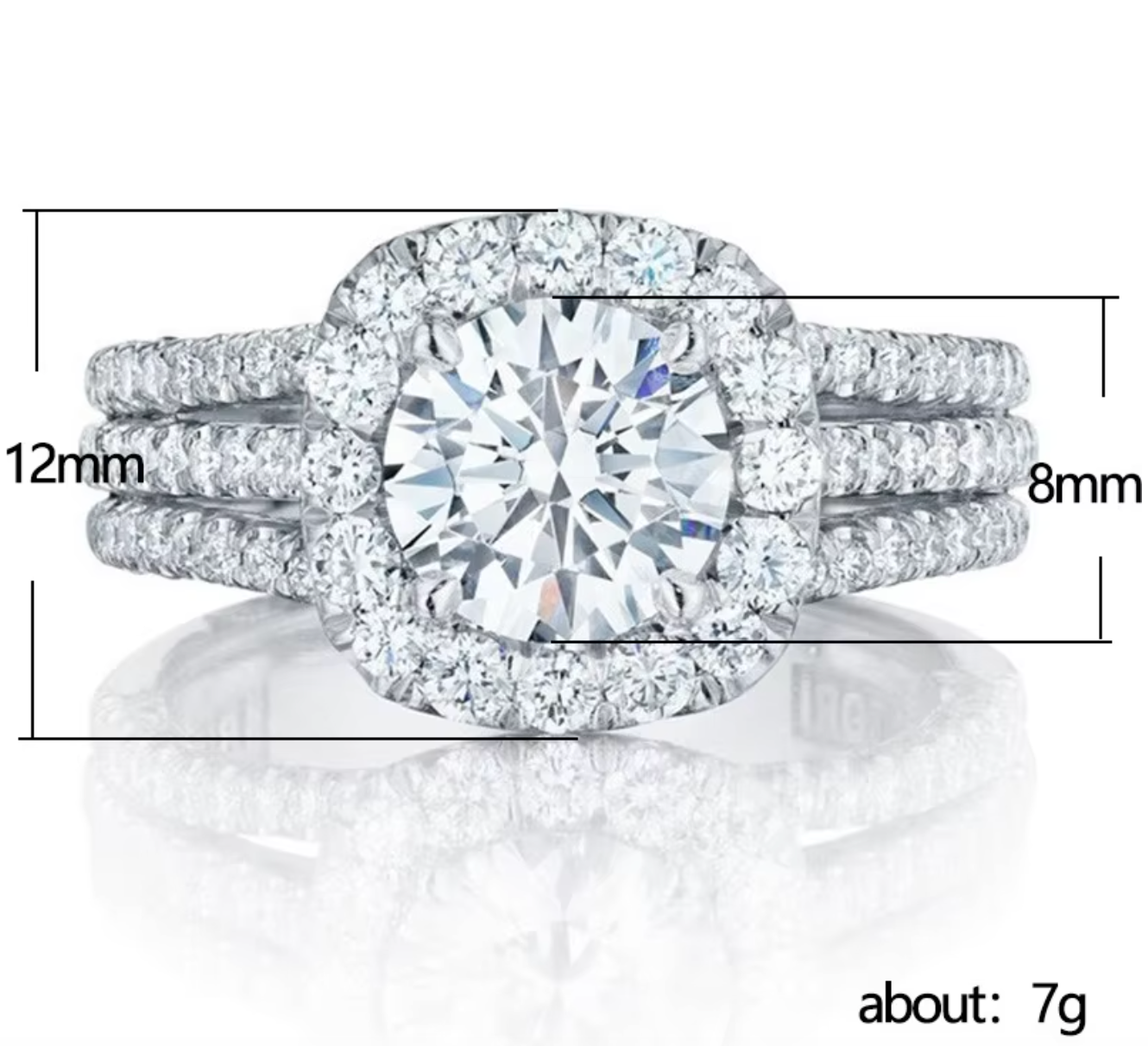 Luxury 925 Sterling Silver Square Moissanite Ring
