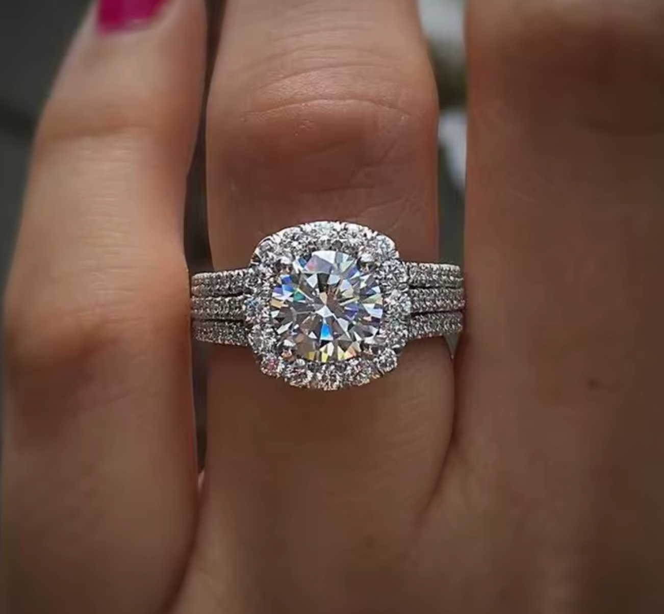 Luxury 925 Sterling Silver Square Moissanite Ring