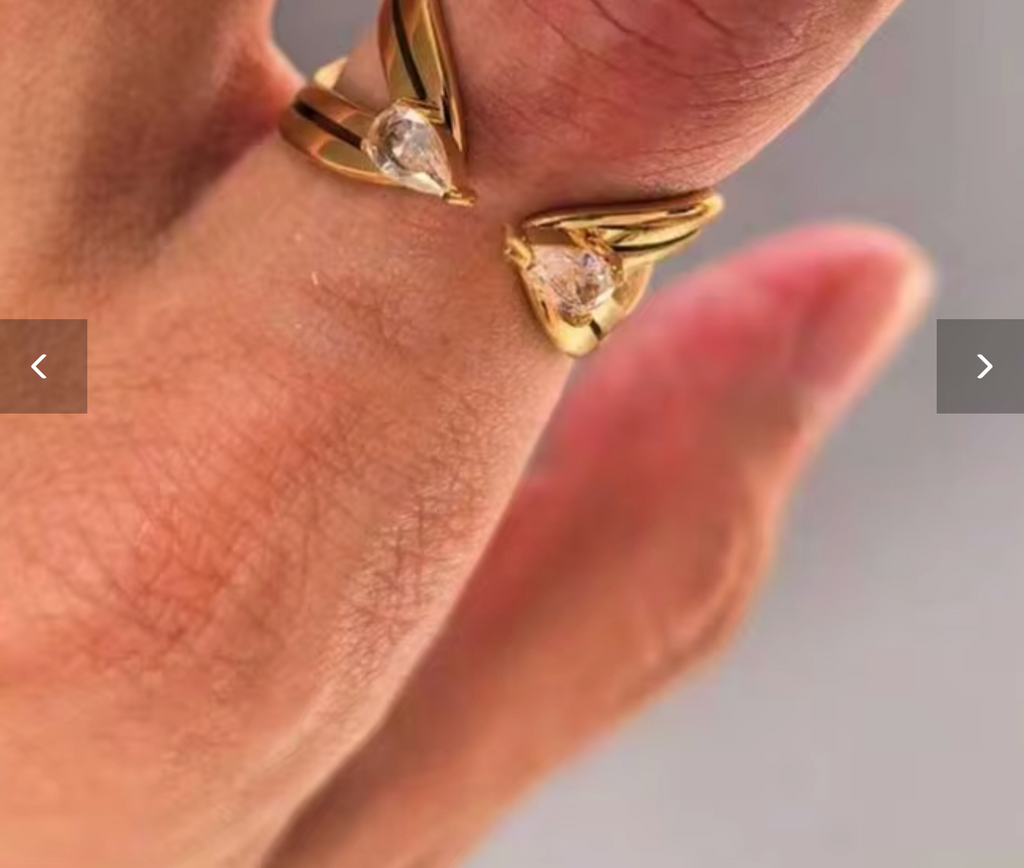 Vintage 18K Gold Plated Stainless Steel Multi-Layer Open Ring