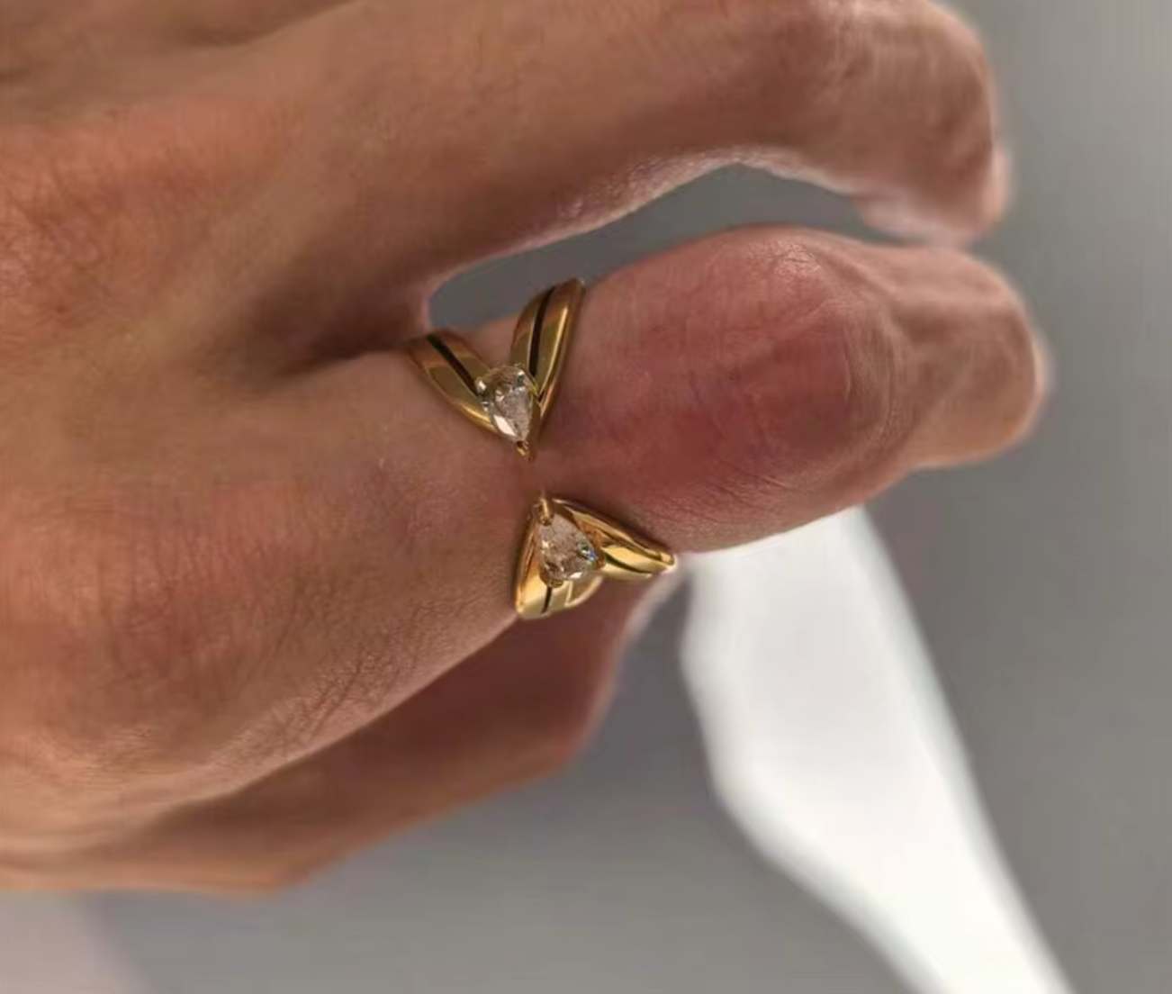 Vintage 18K Gold Plated Stainless Steel Multi-Layer Open Ring