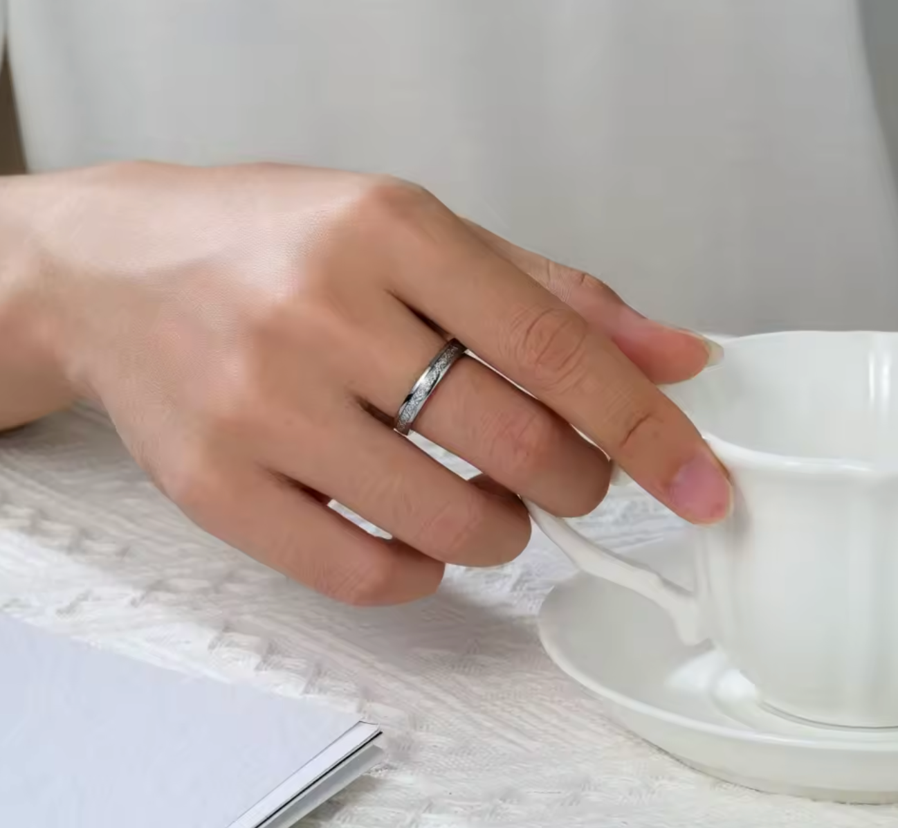 Rime Pattern Patterned Couple Ring Jewelry