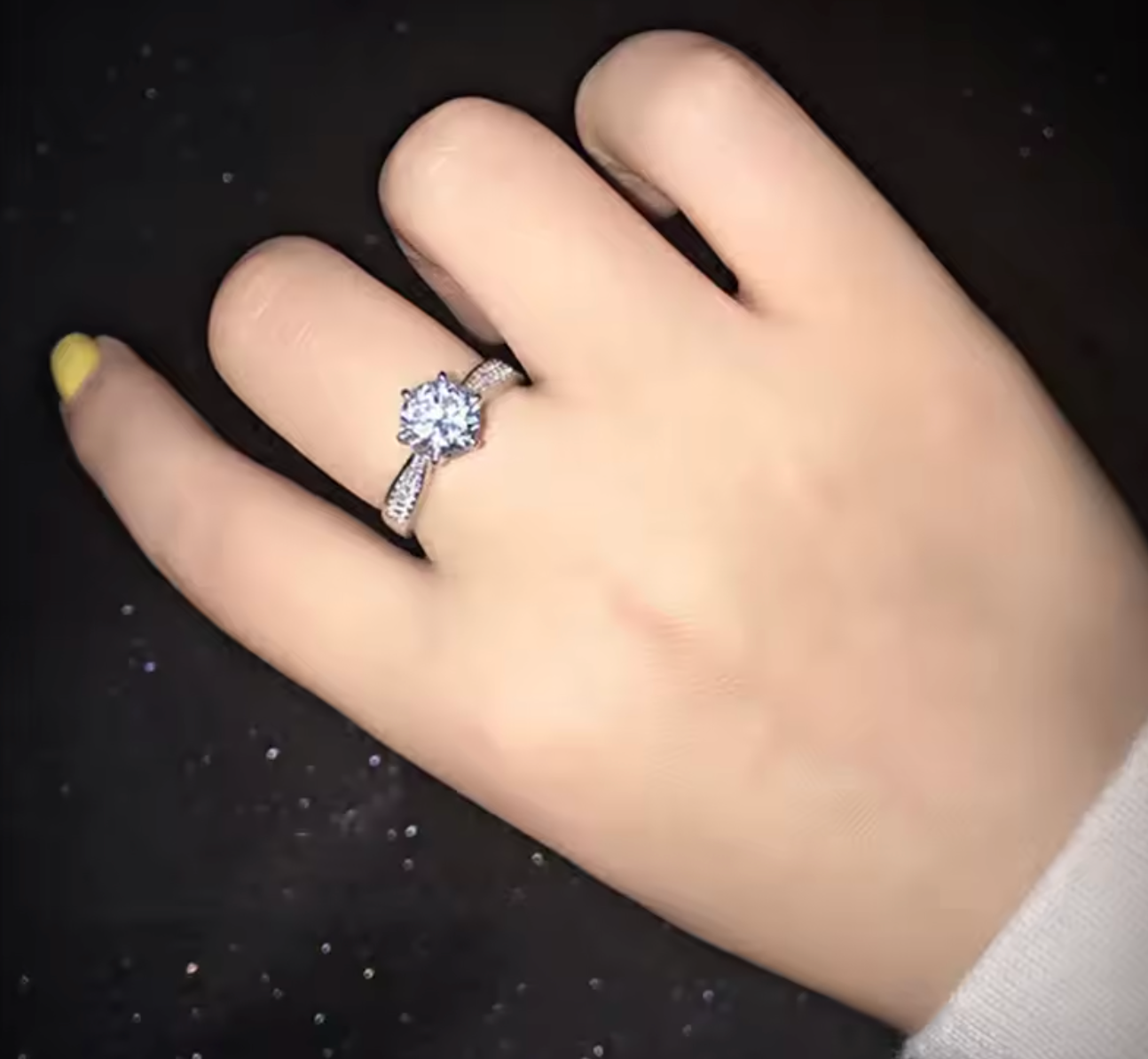 Classic 925 Sterling Silver 6-Prong Moissanite Ring for Women