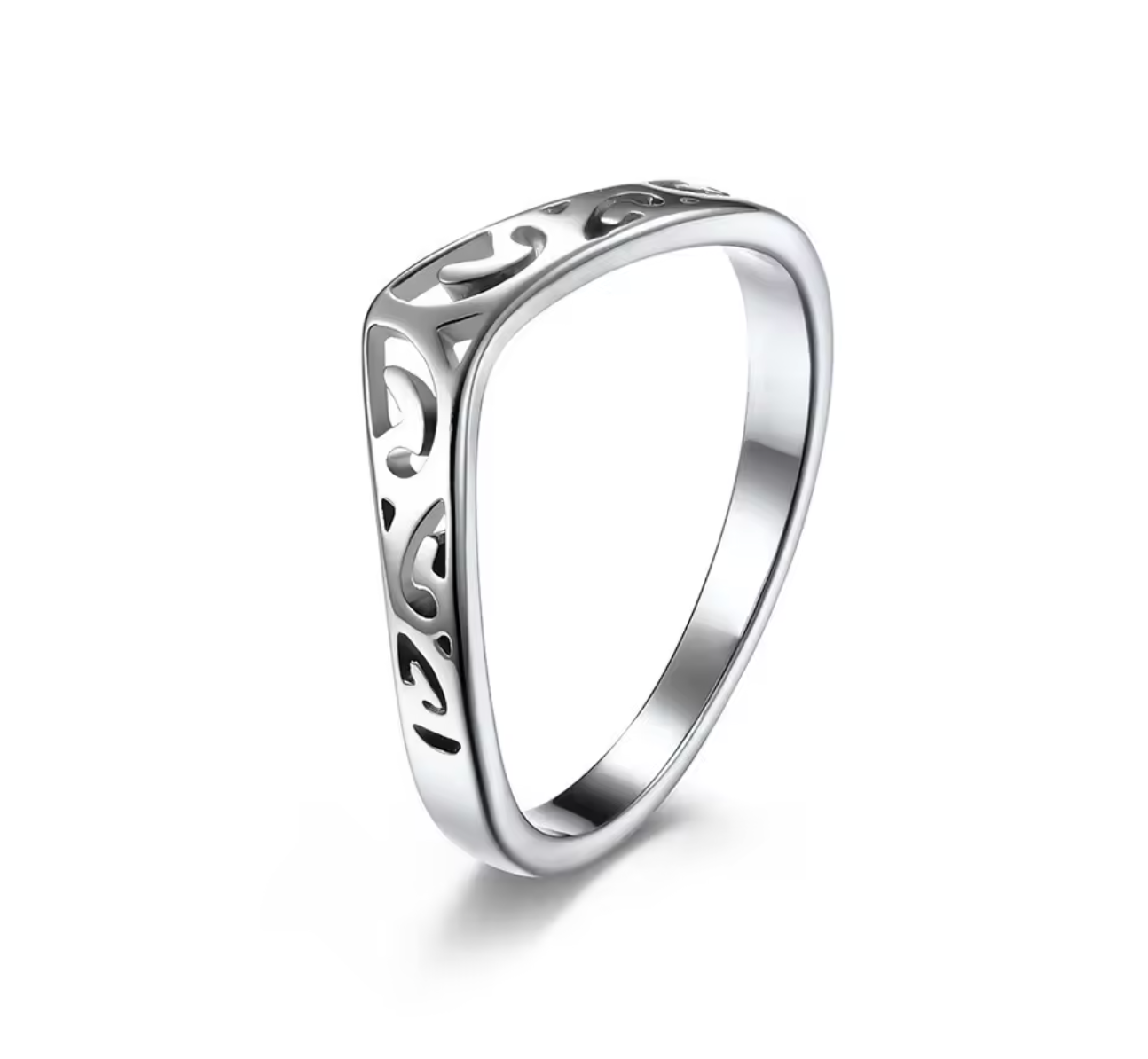 2mm Thin V-Shape Hollow Stackable Stainless Steel Ring