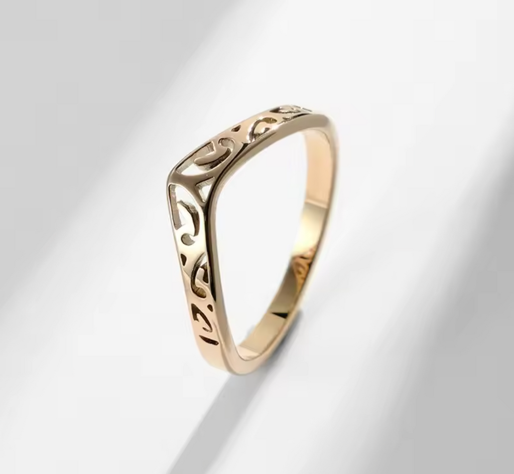 2mm Thin V-Shape Hollow Stackable Stainless Steel Ring