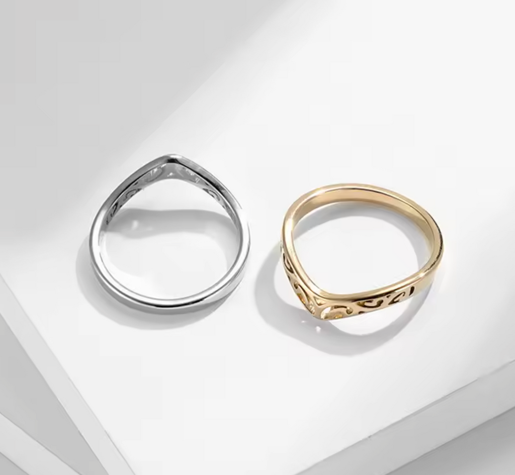 2mm Thin V-Shape Hollow Stackable Stainless Steel Ring