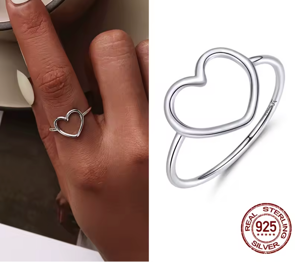 925 Sterling Silver Heart Ring for Women