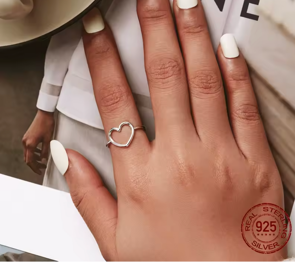 925 Sterling Silver Heart Ring for Women